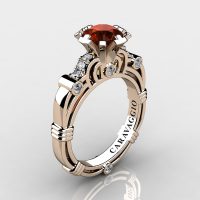 Art Masters Caravaggio 14K Rose Gold Gold 1.0 Ct Brown and White Diamond Engagement Ring R623-14KRGDBRD