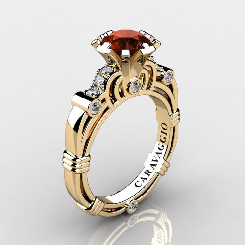 Art Masters Caravaggio 14K Yellow Gold Gold 1.0 Ct Brown and White Diamond Engagement Ring R623-14KYGDBRD