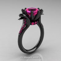 Art Masters Exclusive 14K Black Gold 3.0 Ct Pink Sapphire Cobra Engagement Ring R602-14KBGPS