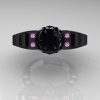 Art-Masters-Winged-Skull-14K-Black-Gold-1-Carat-Black-Diamond-Light-Pink-Sapphire-Engagement-Ring-R613-14KBGLPSBD-T