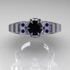 Art-Masters-Winged-Skull-14K-White-Gold-1-Carat-Black-Diamond-Blue-Sapphire-Engagement-Ring-R613-14KWGBSBD-T
