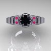 Art-Masters-Winged-Skull-14K-White-Gold-1-Carat-Black-Diamond-Pink-Sapphire-Engagement-Ring-R613-14KWGPSBD-T