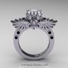 Art-Masters-Winged-Skull-14K-White-Gold-1-Carat-White-CZ-Black-Diamond-Engagement-Ring-R613-14KWGBDWCZ-F