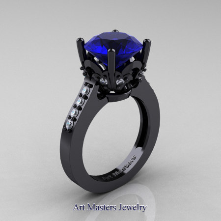 Classic-14K-Black-Gold-3-0-Carat-Blue-Sapphire-Diamond-Solitaire-Wedding-Ring-R301-14KBGDBS-P