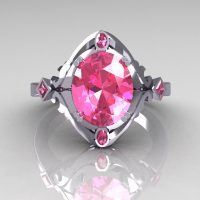 Modern Classic 950 Platinum 1.75 Carat Oval Rose Topaz Wedding Ring R73-PLATRT-1