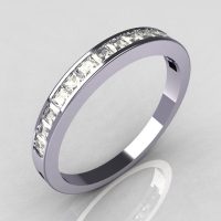 Contemporary 950 Platinum .60 CTW Princess Cut CZ Stackable Ring R79-PLATCZ-1