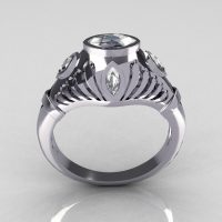 Greco Roman Classic 18K White Gold Marquise CZ Designer Engagement Ring Y234-18KWGCZ-1
