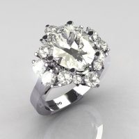 Classic Grigoryan 14K White Gold 4.0 Carat Oval and 1.0 Carat CZ Cluster Engagement Ring R87-14KWGCZ-1