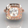 Classic Legacy Style 18K Pink Gold 2.0 Carat Cushion Cut CZ Accent Diamond Engagement Ring R60-18KPGDCZ-3
