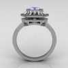 Classic Japan Style 10K White Gold 0.50 Carat Round Blue Topaz Solitaire Ring R97-10KWGBT-2