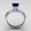 Modern Italian 10K White Gold 1.0 Carat Princess Blue Sapphire Solitaire Ring R98-10KWGBS-2