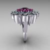 Modern Edwardian 10K White Gold Amethyst Pink Sapphire Aquamarine Cocktail Flower Ring R101-10KWGAMPSAQ-4