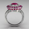 Classic 18K White Gold 1.0 Carat Round Pink Sapphire Diamond Bead-Set Engagement Ring R100-18KWGDPSS-3