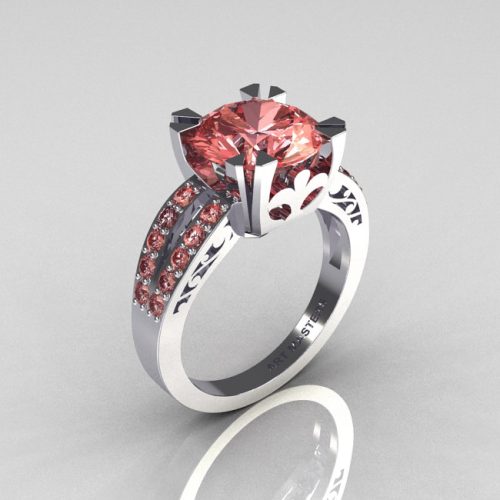 Modern Vintage 14K White Gold 3.0 Carat Morganite Solitaire Ring R102-14KWGMO-1
