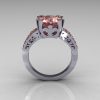 Modern Vintage 14K White Gold 3.0 Carat Morganite Solitaire Ring R102-14KWGMO-3