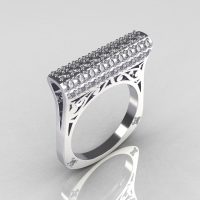 Modern Persian 14K White Gold 0.73 CTW Diamond Designer Ring R103-14KWGD-1