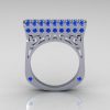 Modern Persian 14K White Gold 0.73 CTW Blue Diamond Designer Ring R103-14KWGBD-2