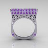 Modern Persian 10K White Gold 0.73 CTW Light Amethist Designer Ring R103-10KWGLA-2