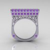 Modern Persian 10K White Gold 0.73 CTW Light Amethist Designer Ring R103-10KWGLA-2