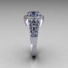 Classic 950 Platinum 1.0 Carat Blue Topaz Diamond Celebrity Fashion Engagement Ring R104-PLATDBT-4