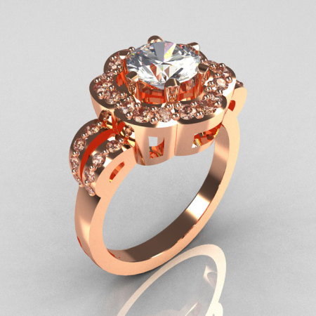 Classic 10K Pink Gold 1.0 Carat CZ Diamond 2011 Trend Engagement Ring R108-10KPGDCZ-1