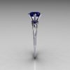 Ultra Modern 10K White Gold 1.0 Carat Round Blue Sapphire Solitaire Ring R111-10KWGBS-4