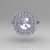 Soleste Style 950 Platinum 1.25 Carat Cushion CZ Bead-Set Diamond Engagement Ring R116-PLATDCZ-4
