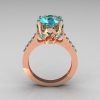 French Bridal 14K Pink Gold 3.0 Carat Aquamarine Solitaire Wedding Ring R301-14PGAQQ-2