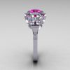 Modern Edwardian 10K White Gold 1.0 Carat Pink White Sapphire Baguette Cocktail Wedding Ring R305-10WGPWS-3