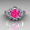 Modern Edwardian 10K White Gold 1.0 Carat Pink White Sapphire Baguette Cocktail Wedding Ring R305-10WGPWS-4