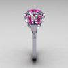 Modern Edwardian 14K White Gold 1.0 Carat Pink Sapphire Baguette Cluster Wedding Ring R305-14WGPS-3