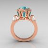 Modern Edwardian 10K Pink Gold 1.0 Carat Aquamarine Baguette Cluster Wedding Ring R305-10PGAQ-2