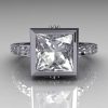Classic Bridal 10K White Gold 2.5 Carat Square Princess White Sapphire Wedding Ring R309-10WGWS-2
