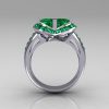 Modern Bridal 18K White Gold 1.6 CTW Half Moon Emerald Pair Channel Bridal Ring R130-18KWGEM-3