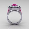 Modern 14K White 1.0 Carat Round Pink Sapphire Diamond Engagement Ring R131-14WGDPS-2