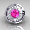 Modern 14K White 1.0 Carat Round Pink Sapphire Diamond Engagement Ring R131-14WGDPS-4