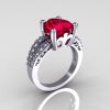 Modern Vintage 10K White Gold 3.0 Carat Heart Red Ruby Diamond Solitaire Ring R134-10KWGDRR-2