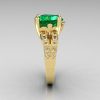 Modern Vintage 14K Yellow Gold 3.0 Carat Heart Emerald Diamond Solitaire Ring R134-14KWGDEM-5