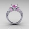 Modern Armenian Classic 14K White Gold 1.5 Carat Light Pink Sapphire Diamond Solitaire Wedding Ring R137-14WGDLPS-3