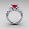 Modern Armenian Classic 10K White Gold 1.5 Carat Ruby Diamond Solitaire Wedding Ring R137-10WGDRR-2