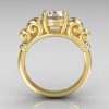 Modern Antique 10K Yellow Gold 1.0 Carat Round White Sapphire Designer Solitaire Ring R141-10YGWS-2