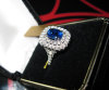 Soleste Style 14K White Gold 1.25 Carat Cushion Blue Sapphire Diamond Engagement Ring R116-14WGDBS-2