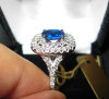 Soleste Style 14K White Gold 1.25 Carat Cushion Blue Sapphire Diamond Engagement Ring R116-14WGDBS-4