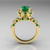 Modern Antique 18K Yellow Gold 1.5 Carat Emerald Classic Armenian Solitaire Wedding Ring AR107-18KYGEM-2
