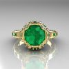 Modern Antique 18K Yellow Gold 1.5 Carat Emerald Classic Armenian Solitaire Wedding Ring AR107-18KYGEM-4