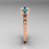 Classic French Bridal 14K Rose Gold Three Stone 1.0 Carat Aquamarine Diamond Engagement Ring AR112-14KRGDAQ-3