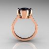 Modern Classic 14K Rose Gold 1.5 Carat Round and Marquise Black Diamond Solitaire Ring AR121-14RGBDD-2