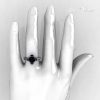 Modern Classic 14K White Gold 1.5 Carat Round and Marquise Black Diamond Solitaire Ring AR121-14WGDBLL-5