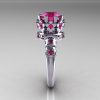 Modern Vintage 14K White Gold 1.5 Carat Pink Sapphire Classic Armenian Wedding Ring AR105-14KWGPSS-3