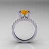 Classic 14K White Gold 1.0 Carat Princess Yellow Citrine Diamond Solitaire Engagement Ring AR125-14WGDCI-2